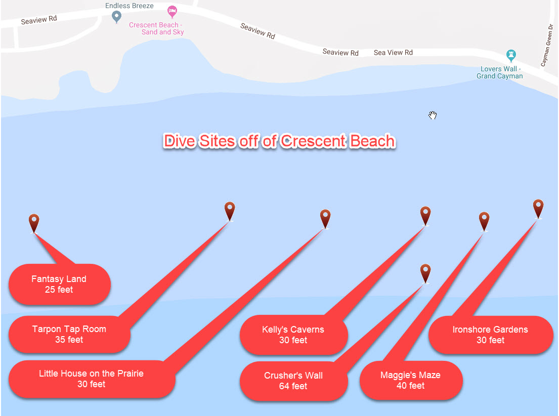 Map of Crescent Beach dive sites